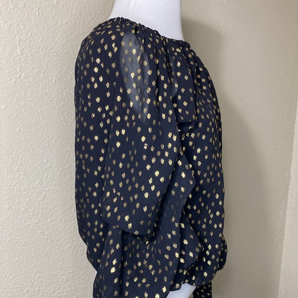 NWT MSK Black and Gold Lantern Sleeve Off the Shoulder Top Size S - Picture 3 of 13